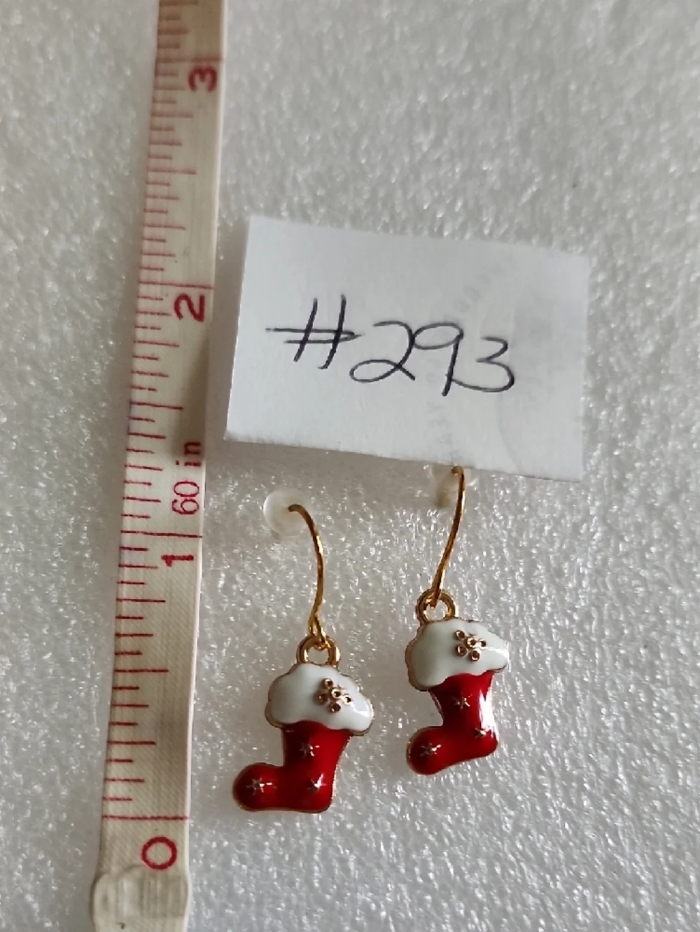 Hand Crafted Red and White Christmas Stocking Earrings